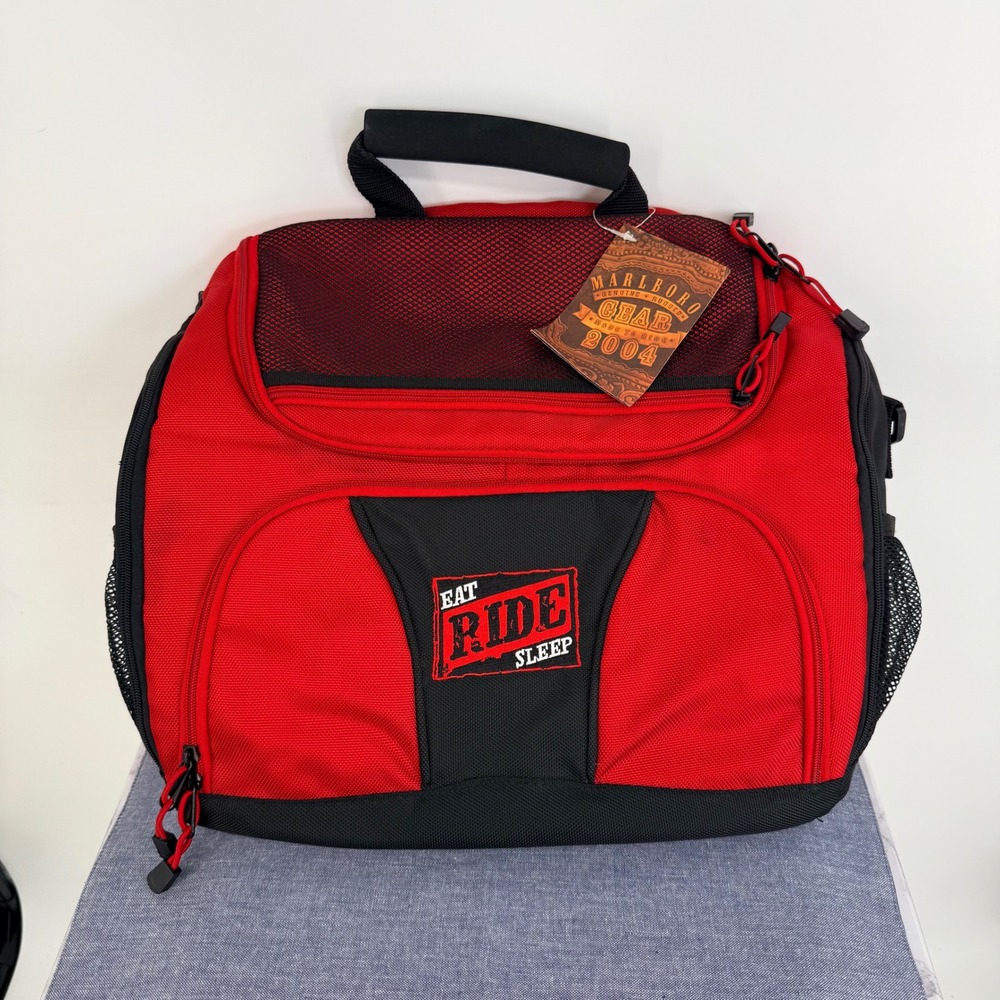 Marlboro Gear Backpack Cooler Red Black Eat Ride Sleep‎ 2004 Travel Utility Vtg